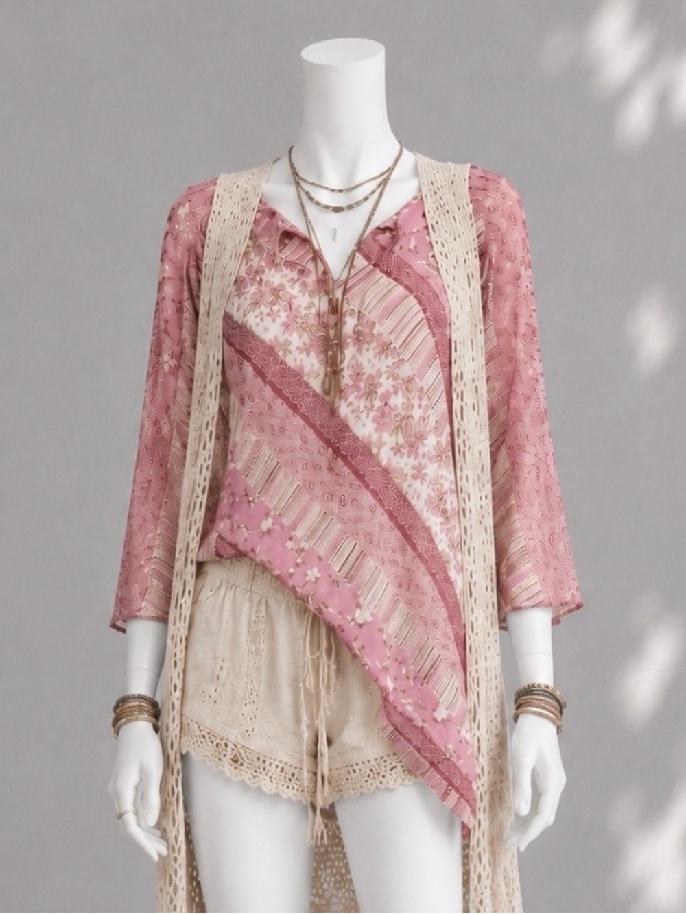 Vintage Y2K Fairycore Pink Floral Asymmetric Sheer Festival Top Fashion Bug S